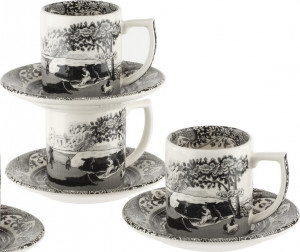 10655436 Spode Набор чашек для эспрессо с блюдцами Spode "Черная Италия" 90мл, 4шт (лимитированный выпуск) п/к Фаянс