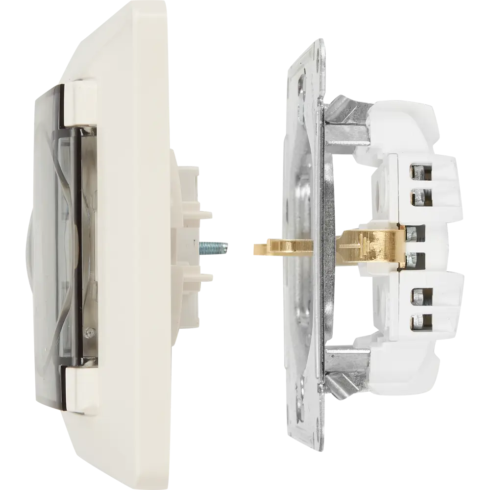 Розетка встраиваемая Systeme Electric Glossa с заземлением со шторками IP44 цвет молочный STLM-2090664 - Вид №5