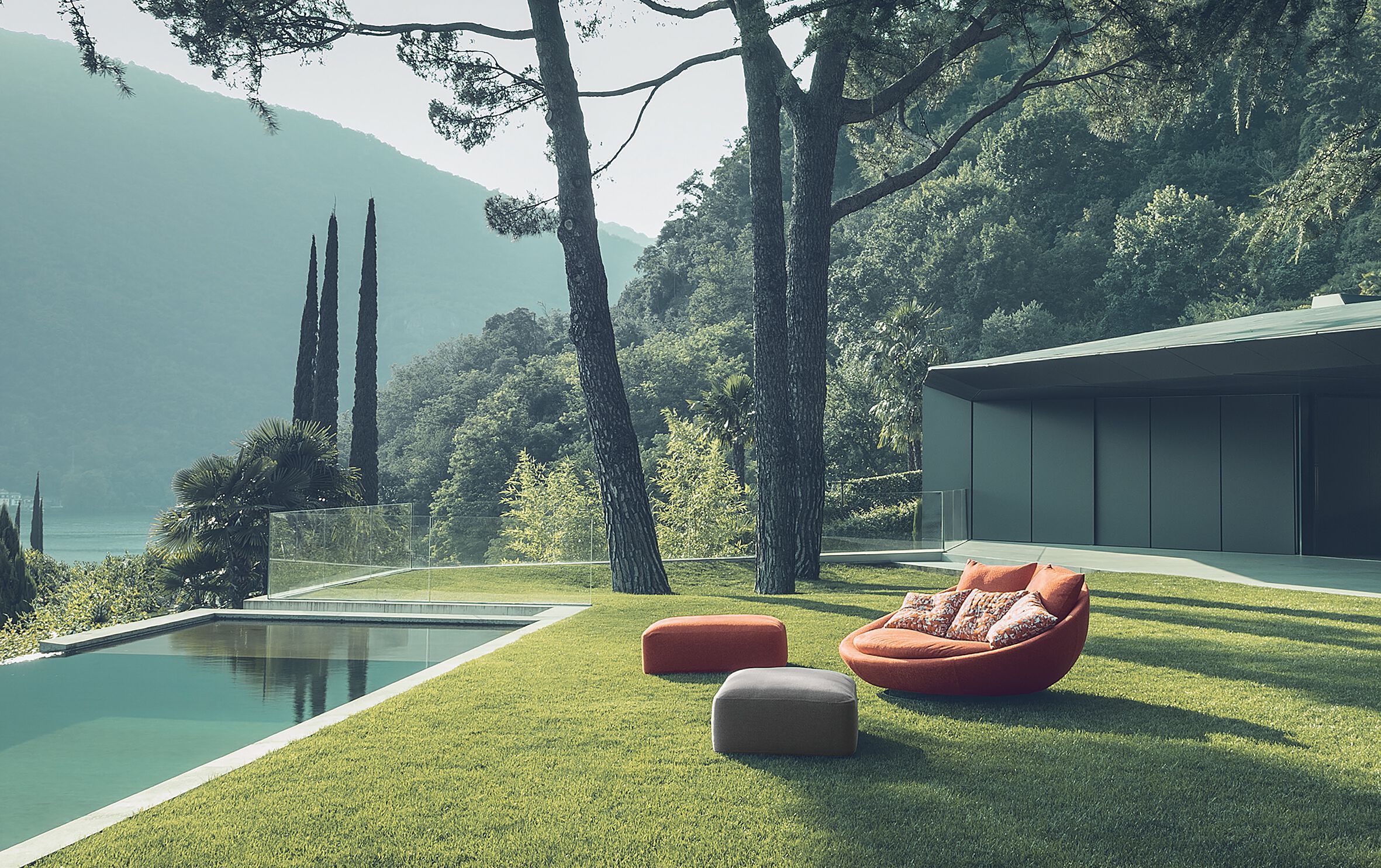 Ткань съемный круглый садовый диван Désirée divani LACOON ISLAND ARCH-00009685