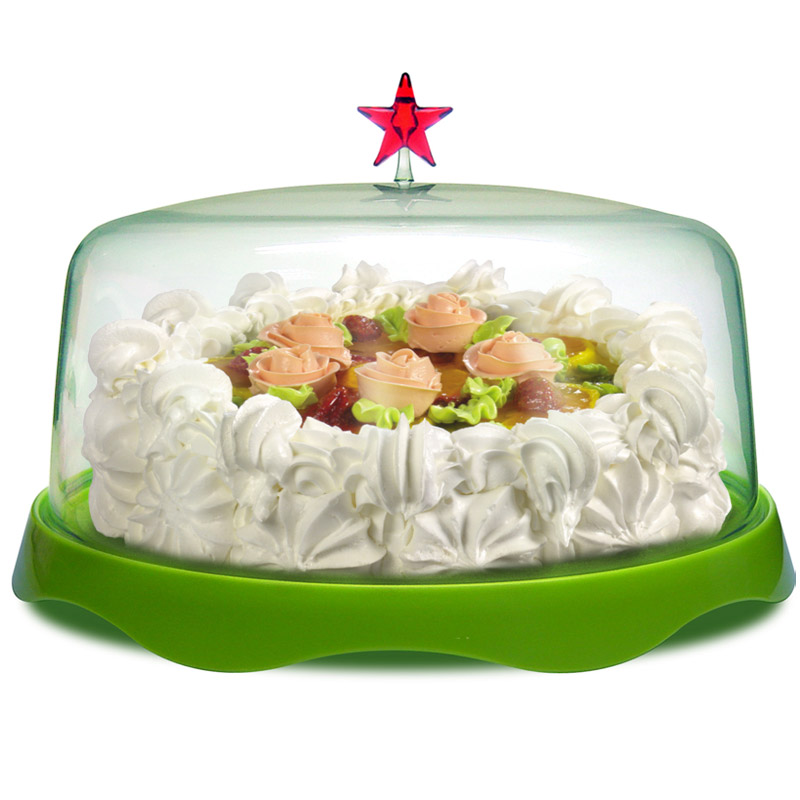 QL10039-GN Тортовница подарочная merry tray большая зеленая Qualy 