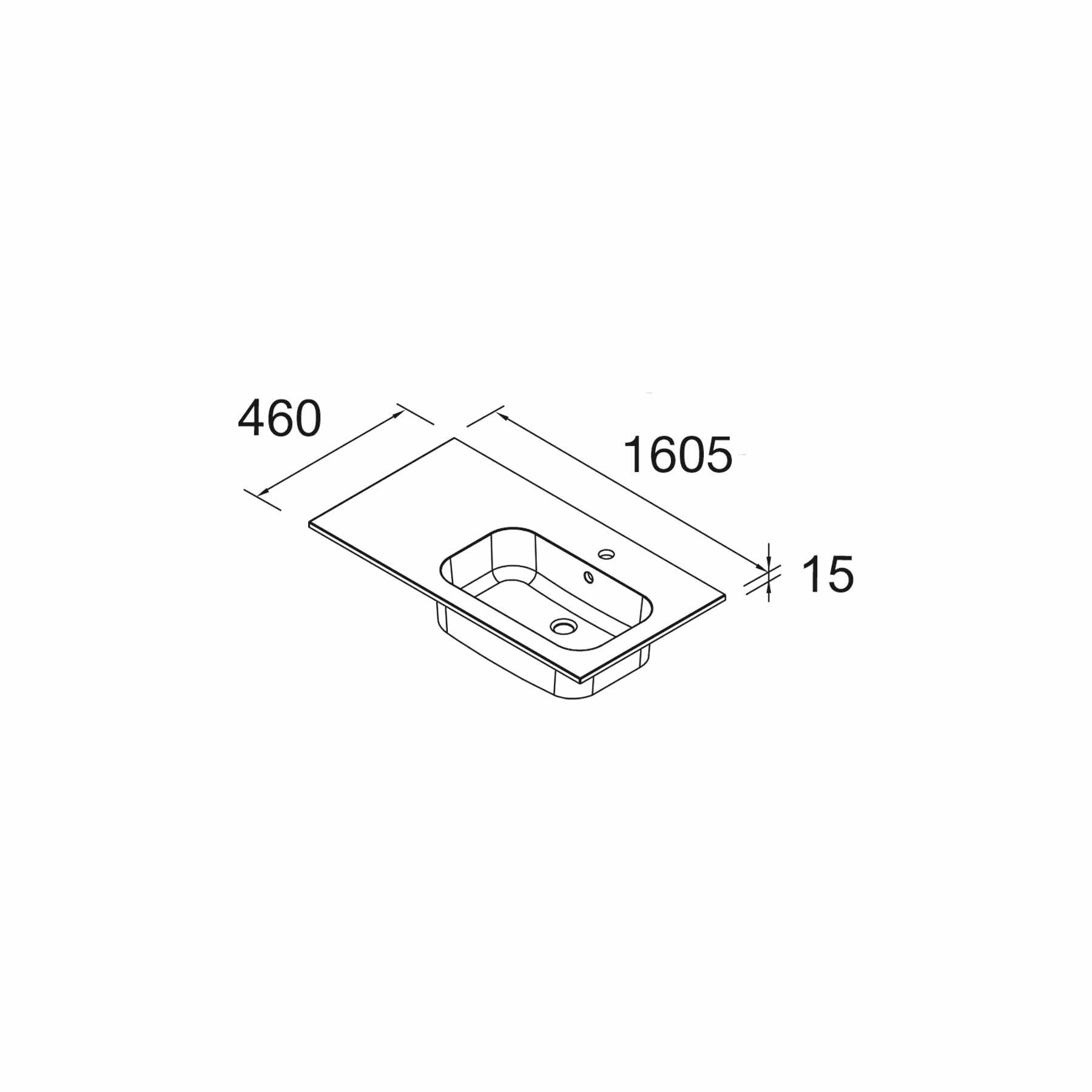 24333 SALGAR Раковина SOFIA 1605 Тумба слева MINERALMARMO 1605 x 15 x 460 мм - Вид №3