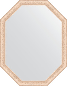 BY 7036 Зеркало в багетной раме - беленый дуб 57 mm EVOFORM Octagon