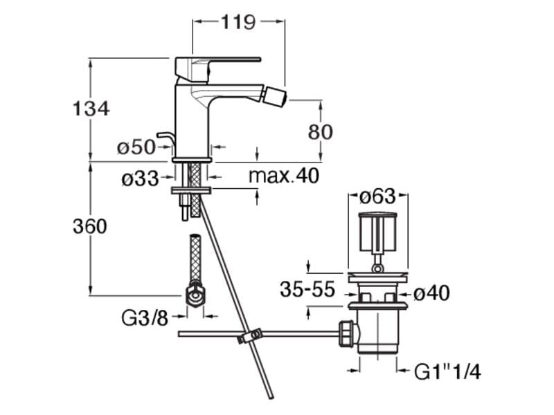 Смеситель для биде с одной ручкой CRISTINA Rubinetterie OK@Y CRIOK321 ARCH-00079780 - Вид №1