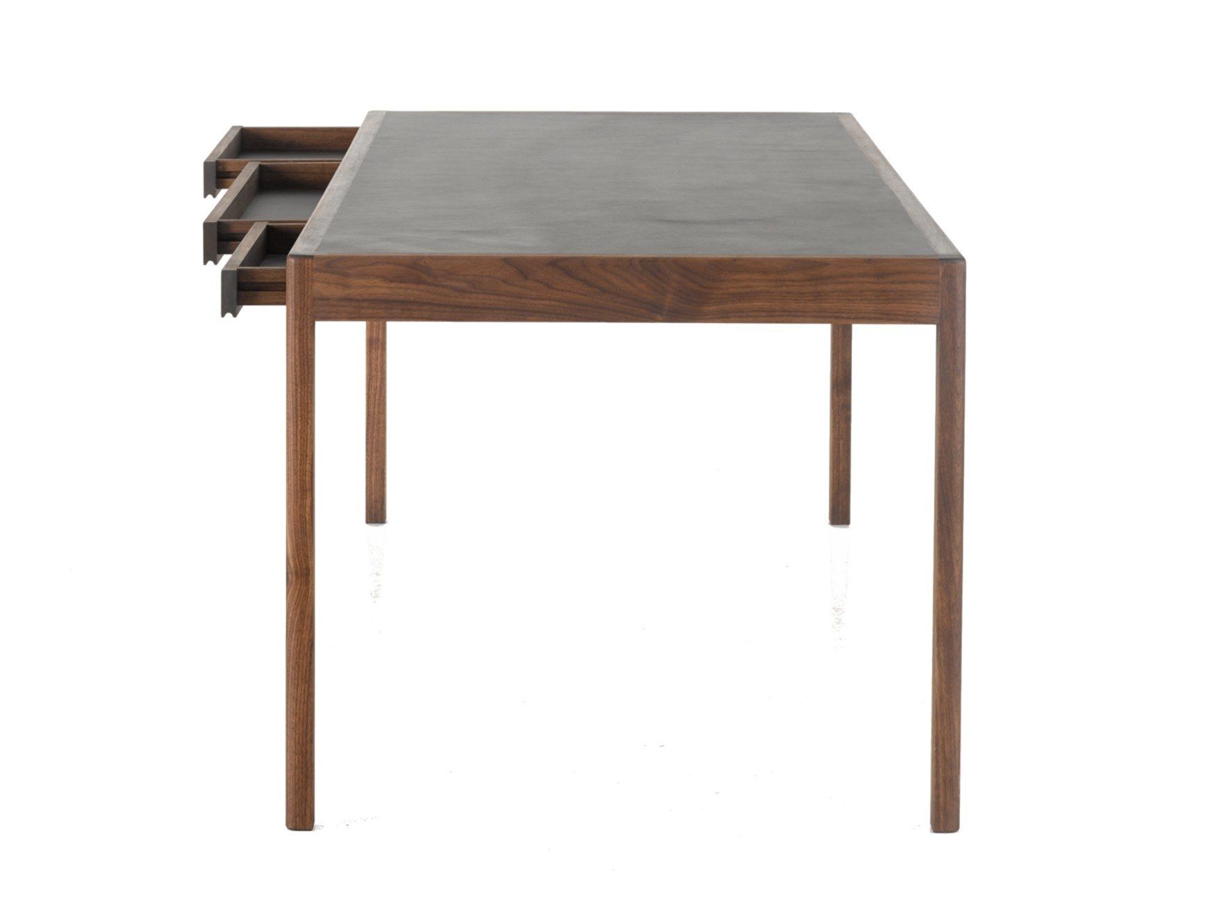 Стол из массива дерева с ящиками и кожаной столешницей BassamFellows Leather Desk ARCH-00147203 - Вид №2