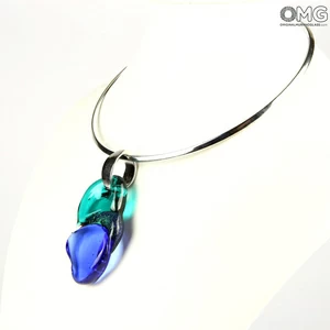 2650 ORIGINALMURANOGLASS Синяя подвеска - плавленное стекло - Original Murano Glass OMG 28 см