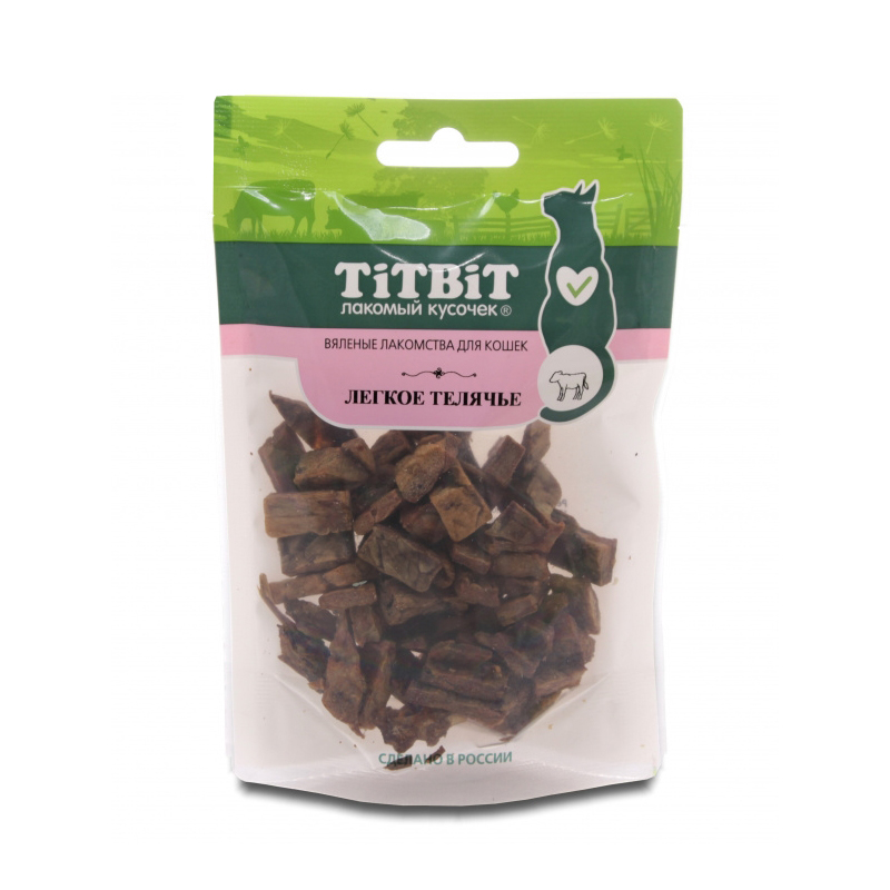 ПР0056885 Лакомство для кошек Легкое телячье (Вяленые лакомства) 20г TITBIT 