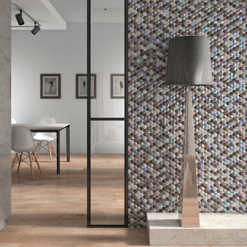 Гексагоны мечты: мозаика Vidrepur Hexagon FOREST MIX STP-ST256 INCOLOR - Вид №1