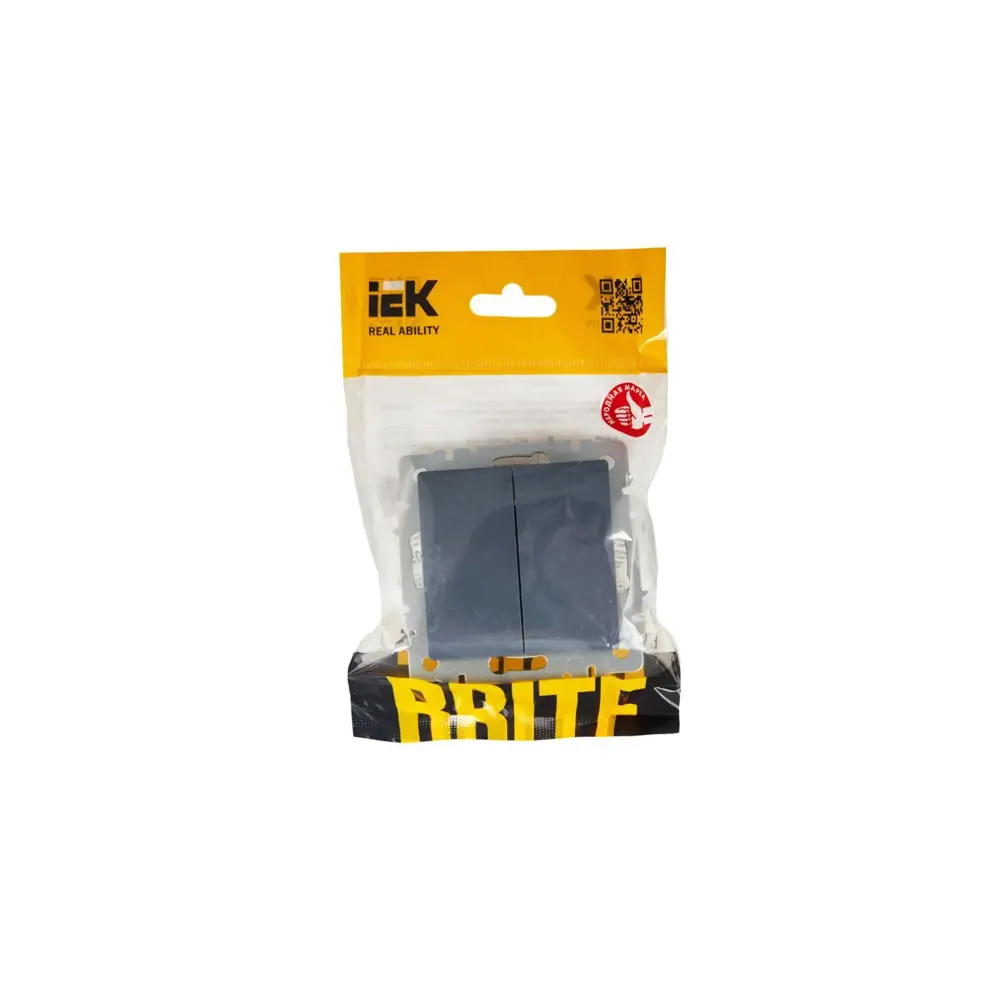 Выключатель проходной встраиваемый IEK Brite 2 клавиши цвет маренго STLM-2137516 - Вид №3