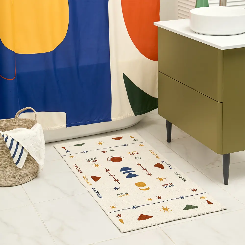 Коврик для ванной Moroshka Kira 60x120 см цвет белый желтый STLM-2166213 - Вид №3