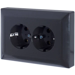 Розетка ABB BJB Basic 55 Шато 2 разъема с заземлением моноблок цвет чёрный