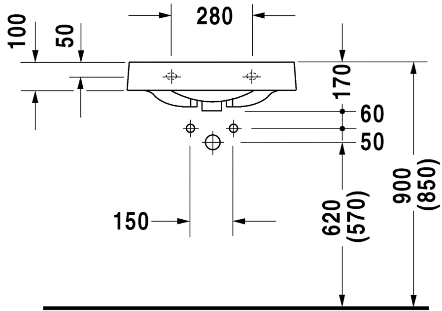0450580000 Подвесная раковина настенная овальная Duravit Architec - Вид №2
