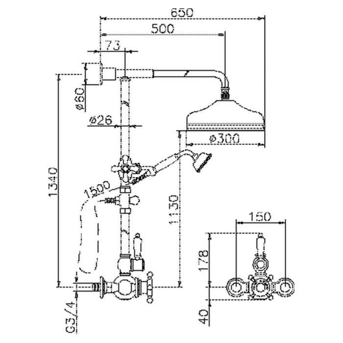 590.VN32H.CR Душевая система Huber Victorian Santreyd - Вид №1