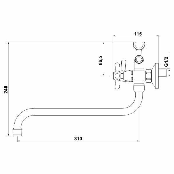 102 DOM  Смеситель универсальный  ARGO kran 102dom - Вид №1