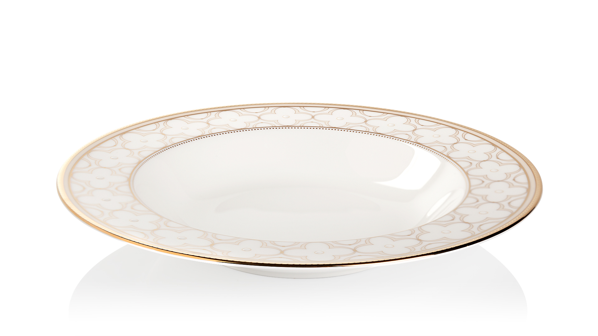 10628669 Noritake Тарелка суповая Noritake "Трефолио,золотой кант" 22см Фарфор костяной  - Вид №1