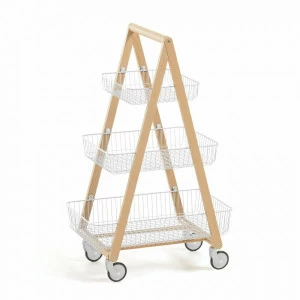 Столик сервировочный на колесиках с тремя полками 54 см Rowley от La Forma LA FORMA ROWLEY 345070 Бежевый;белый