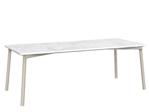Прямоугольный обеденный стол с мраморной или керамической столешницей