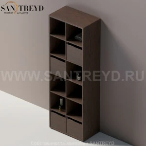 Agape KONTE Вертикальный шкаф из МДФ под коричневый дуб с возможностью установки выдвижного ящика AMOB045VRU