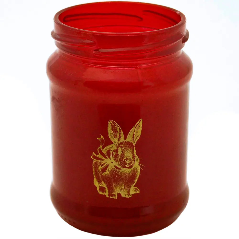 Свеча в стекле Праздничный кролик красная 10,8 см EVIS STLM-2120385 - Вид №1