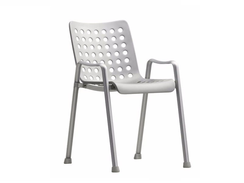 Алюминиевый штабелируемый стул с подлокотниками VITRA LANDI CHAIR ARCH-00028973