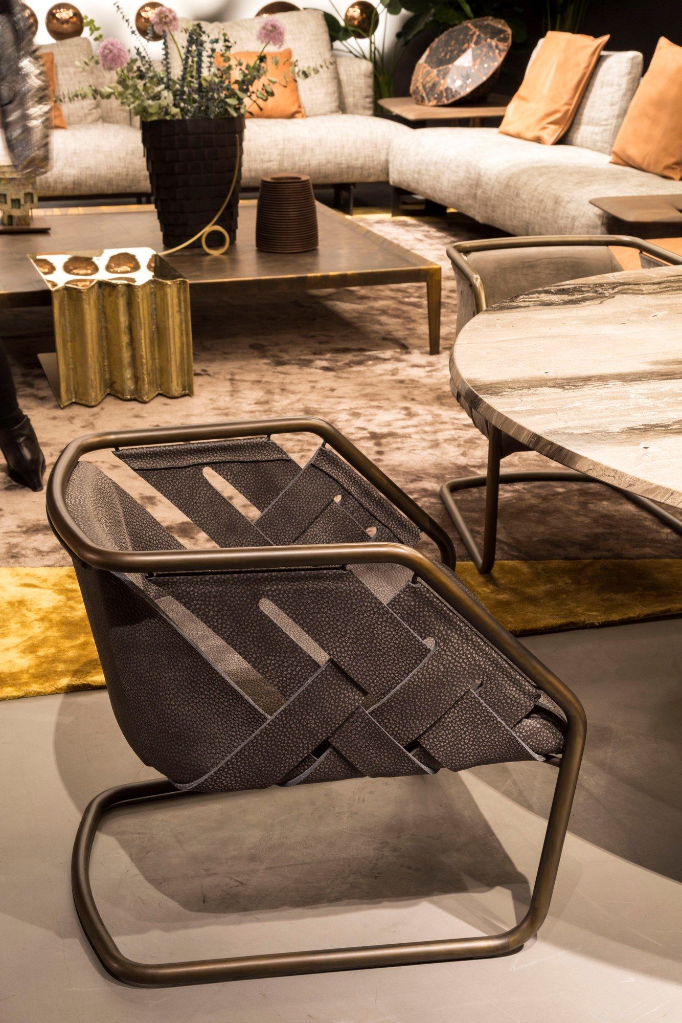 Кожаный мягкий стул с металлическим каркасом Henge Strip ARCH-00146838 - Вид №6