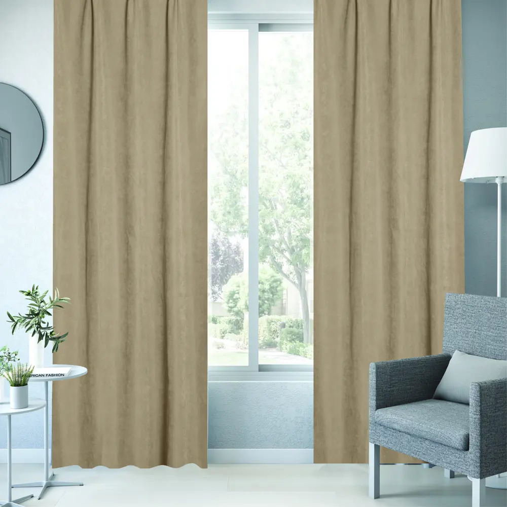Штора на ленте Jimena 160x260 см цвет коричневый 82922222 STLM-2179070 INSPIRE  - Вид №1