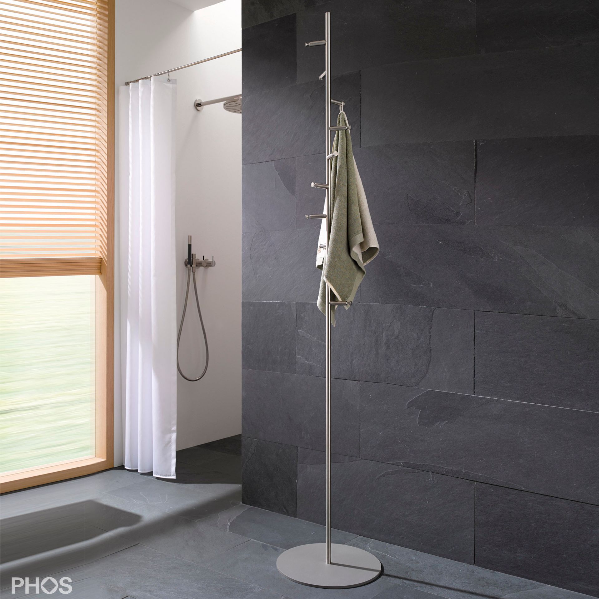 GSTH10-B Вешалка для полотенец и вешалка для верхней одежды с 10 крючками, основание: серое PHOS  - Вид №1