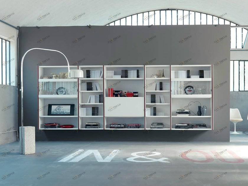 Fimar Лакированный книжный шкаф с открытой стенкой в ​​современном стиле Edis system sun-id-1369795