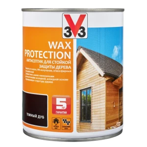 98294354 Антисептик алкидный для дерева V33 WAX PROTECTION с добавлением воска полуглянец темный дуб 0.9 л STLM-1416793