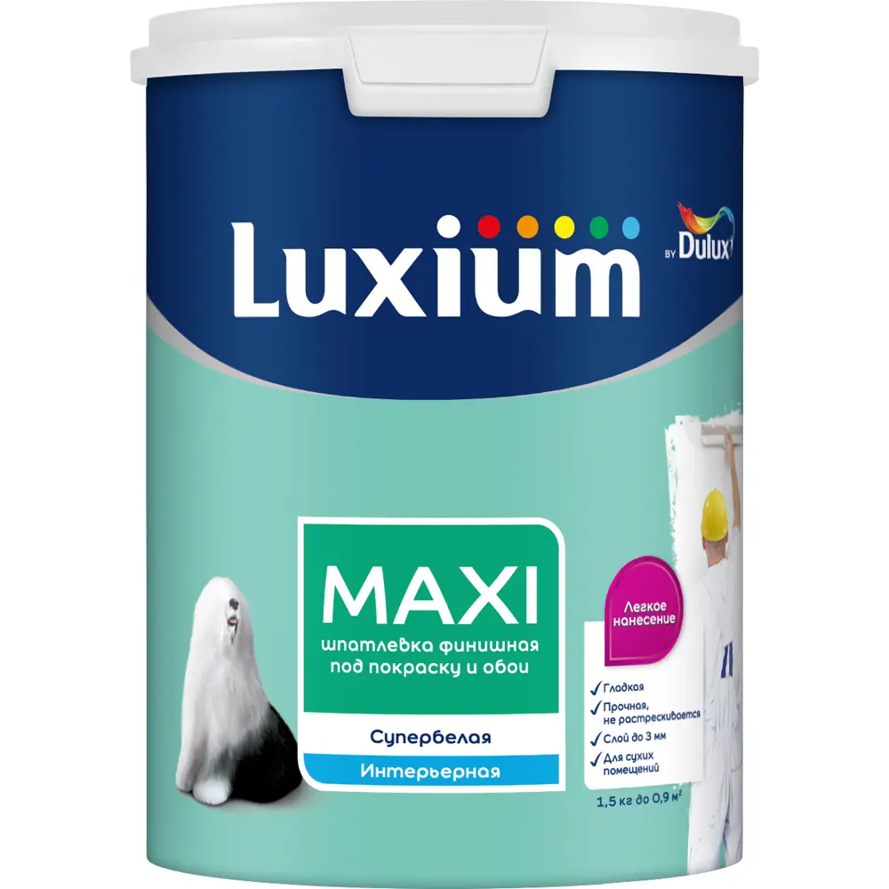 Шпаклевка финишная Luxium Maxi цвет белый 0.9 л STLM-2175872