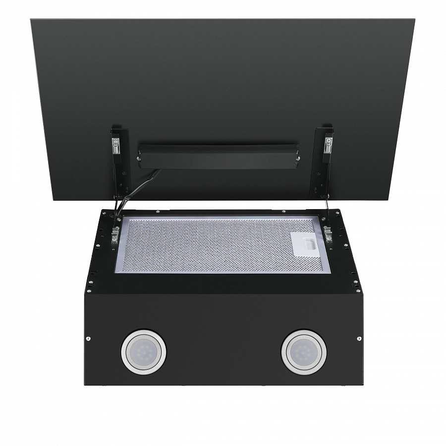 TOPAZ 60 Glass Black Вытяжка topaz 60 черное стекло/ тип:наклонная, сенсорное управление, 650м3, площадь кухни до 20м2, 3 скорости, светодиодное освещение, в опции: угольный фильтр cf103t, черное стекло Maunfeld Santreyd  - Вид №3