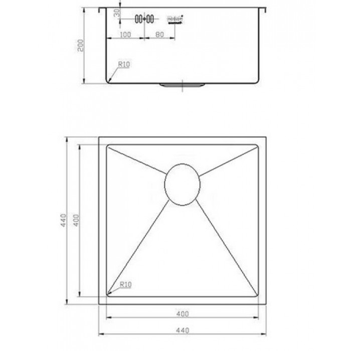 Zorg RX-4444 Мойка кухонная квадратная Zorg  - Вид №2