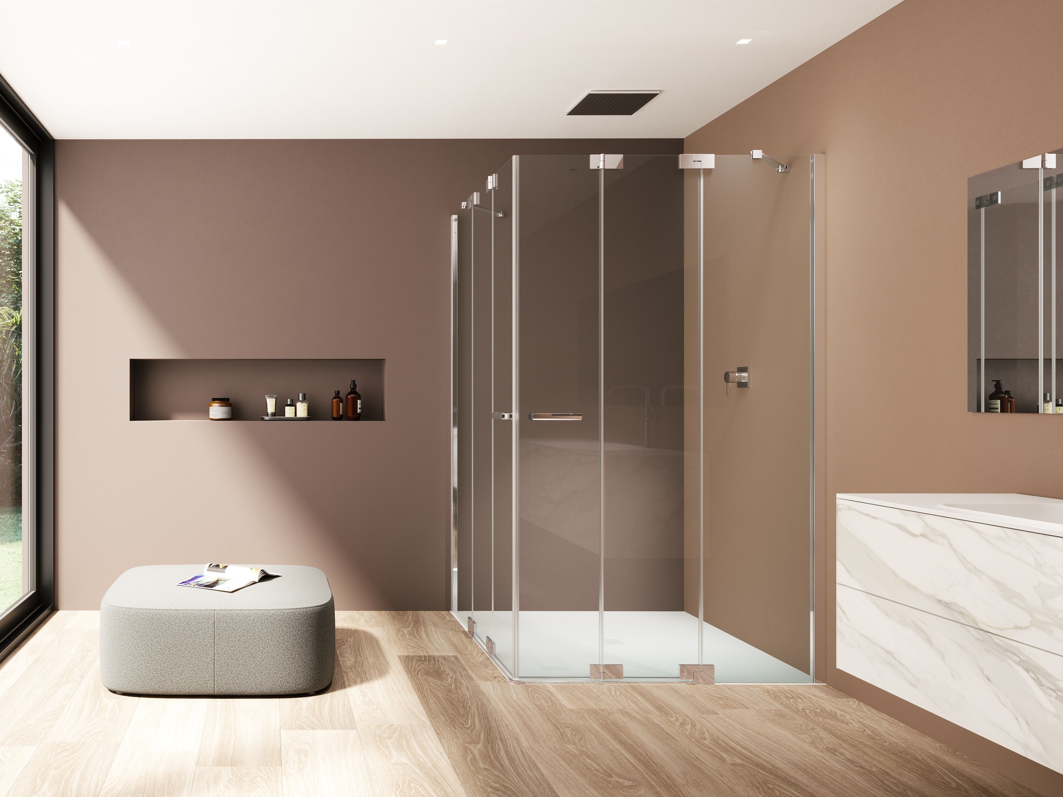 Стеклянная угловая душевая кабина Provex Industrie E-Lite ARCH-00037124 - Вид №1