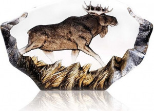 10666119 MALERAS Скульптура MALERAS "Лось", 18см, хрусталь Хрусталь