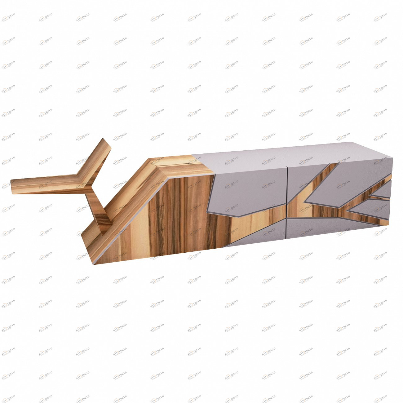 Прикроватная тумбочка дизайнерская золотая "Лория" ODINGENIY  178292 Белый;коричневый 