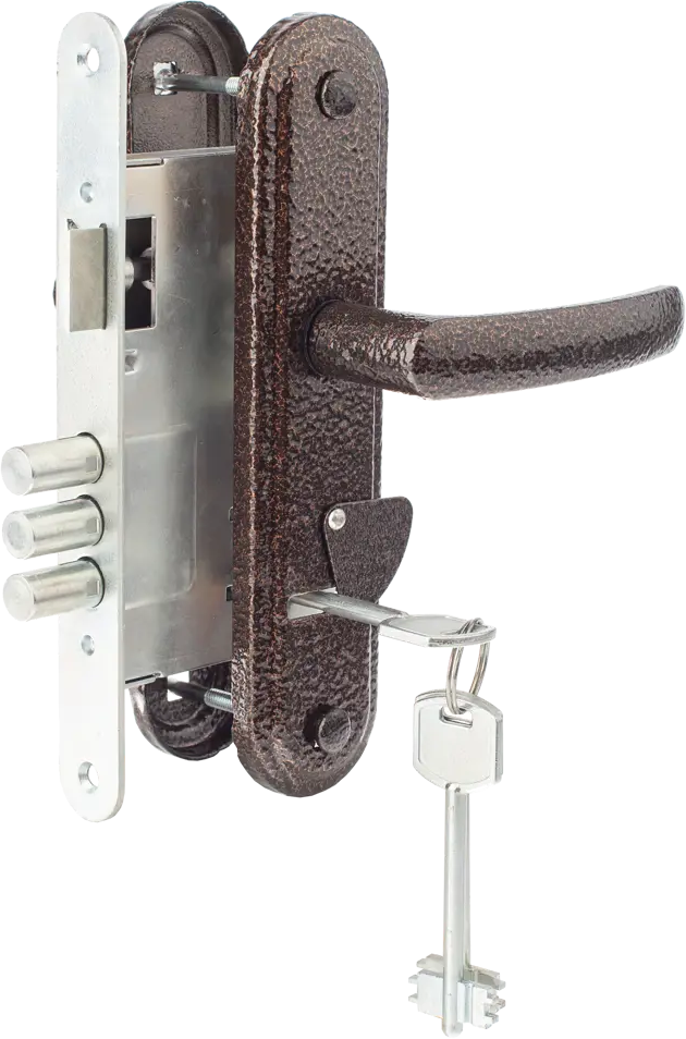 ЗЕНИТ: Врезной сувальдный замок с ручками в медном исполнении 15817291