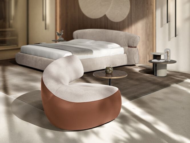 Двуспальная кровать из ткани с мягким изголовьем Max Divani BonBon ARCH-00083422 - Вид №6