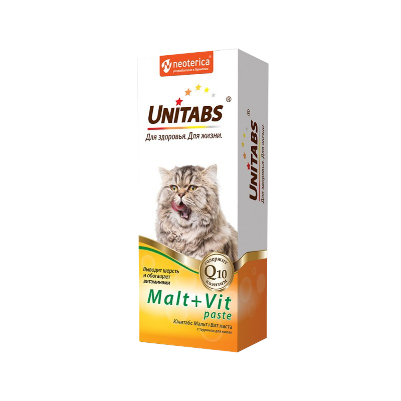 ПР0057909 Паста для кошек Malt+Vit для вывода шерсти с таурином 120мл UNITABS 