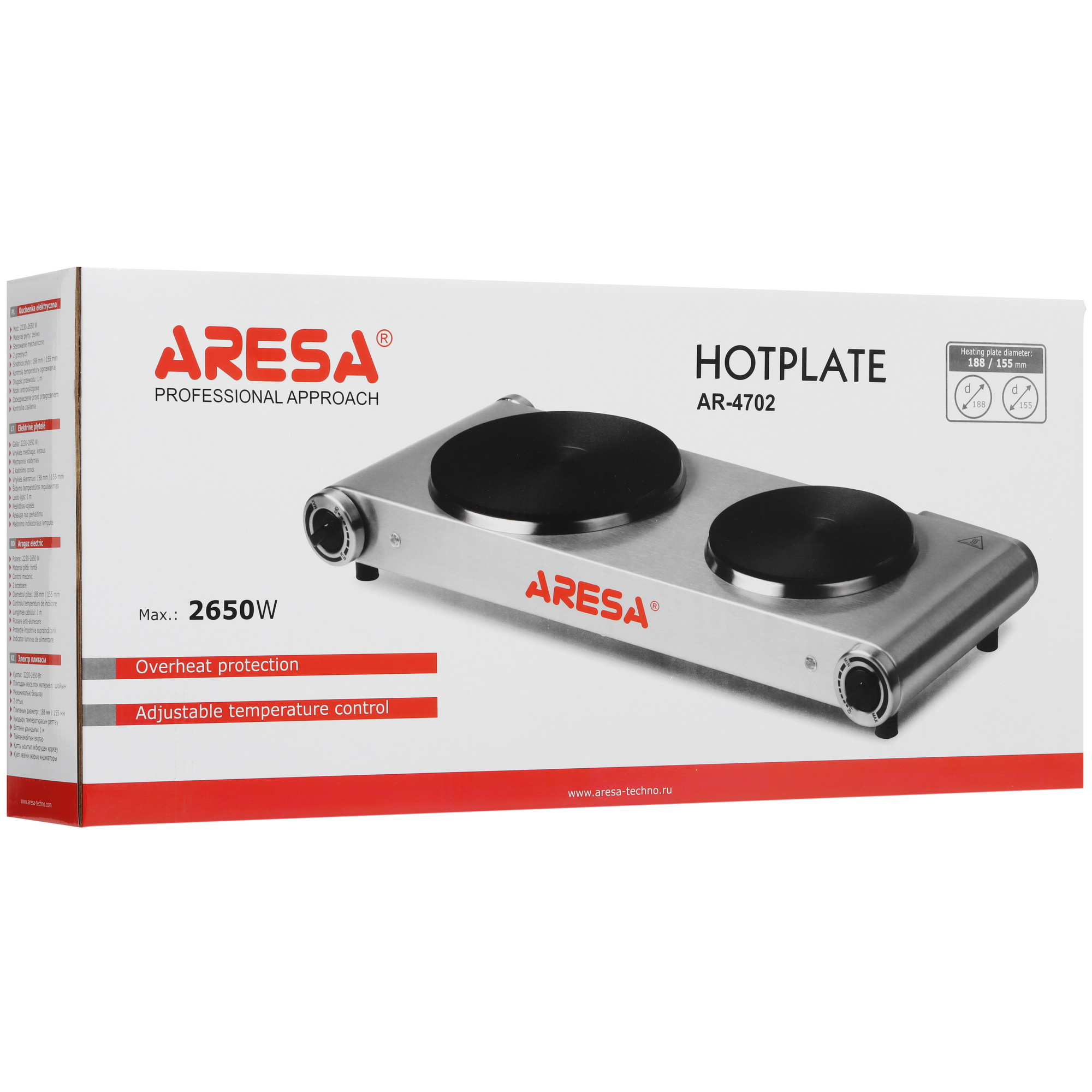 9903780 Плита компактная электрическая ARESA AR-4702 серебристый STDN-0041808 - Вид №8