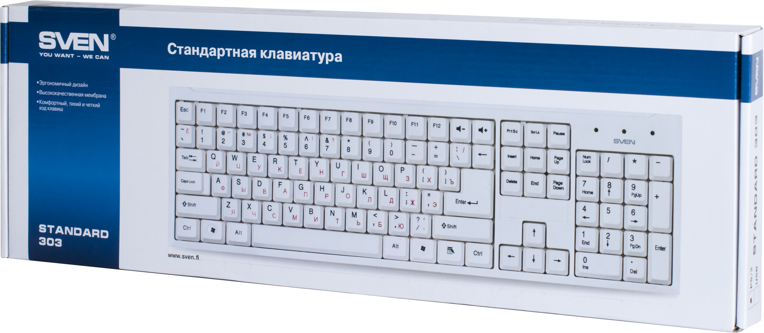 SV-03100303UW Клавиатура standard 303 usb белая Sven Santreyd  - Вид №3