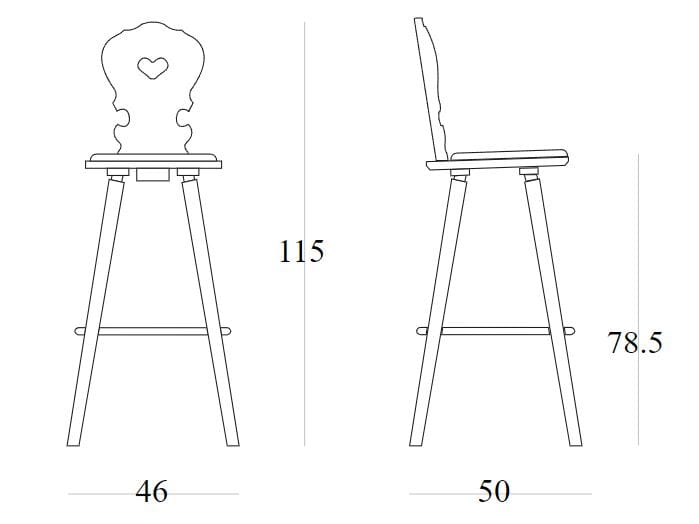 Высокий стул из ели с мягким сиденьем SIPA Вена ARCH-00130176 - Вид №3