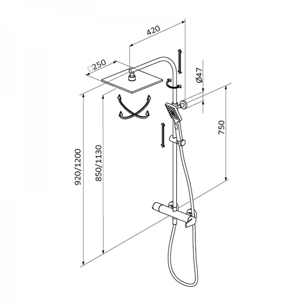 44499440TL BASIC Смеситель для душа с колонкой Хром GRB MIXERS  - Вид №1