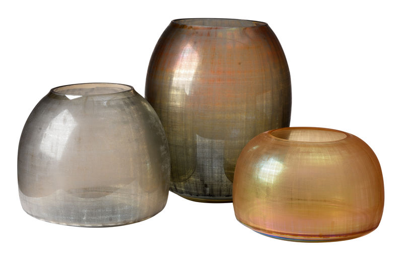 GWPP0048 Ваза из коричневого стекла в клетку ijlbrown  - Вид №1