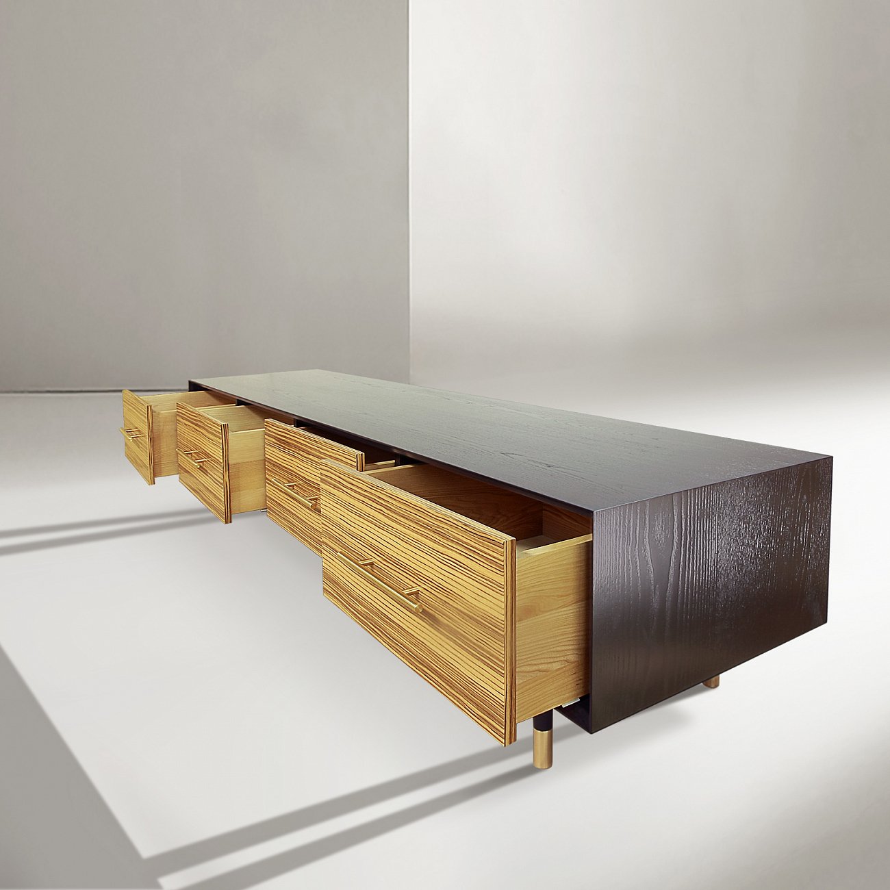 Тумба под телевизор с 4 ящиками зебрано Impala ACWD IMPALA 00-3981925 Бежевый;коричневый  - Вид №1