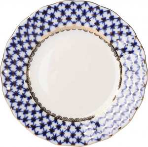 91833 Императорский фарфоровый завод Тарелка пирожковая ИФЗ "Кобальтовая сетка" 15см, ф.Тюльпан Фарфор твердый