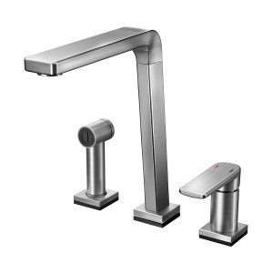 00699470 Смеситель кухонный однорычажный с ручным душем Bistro Tech матовый никель Docol BISTRO