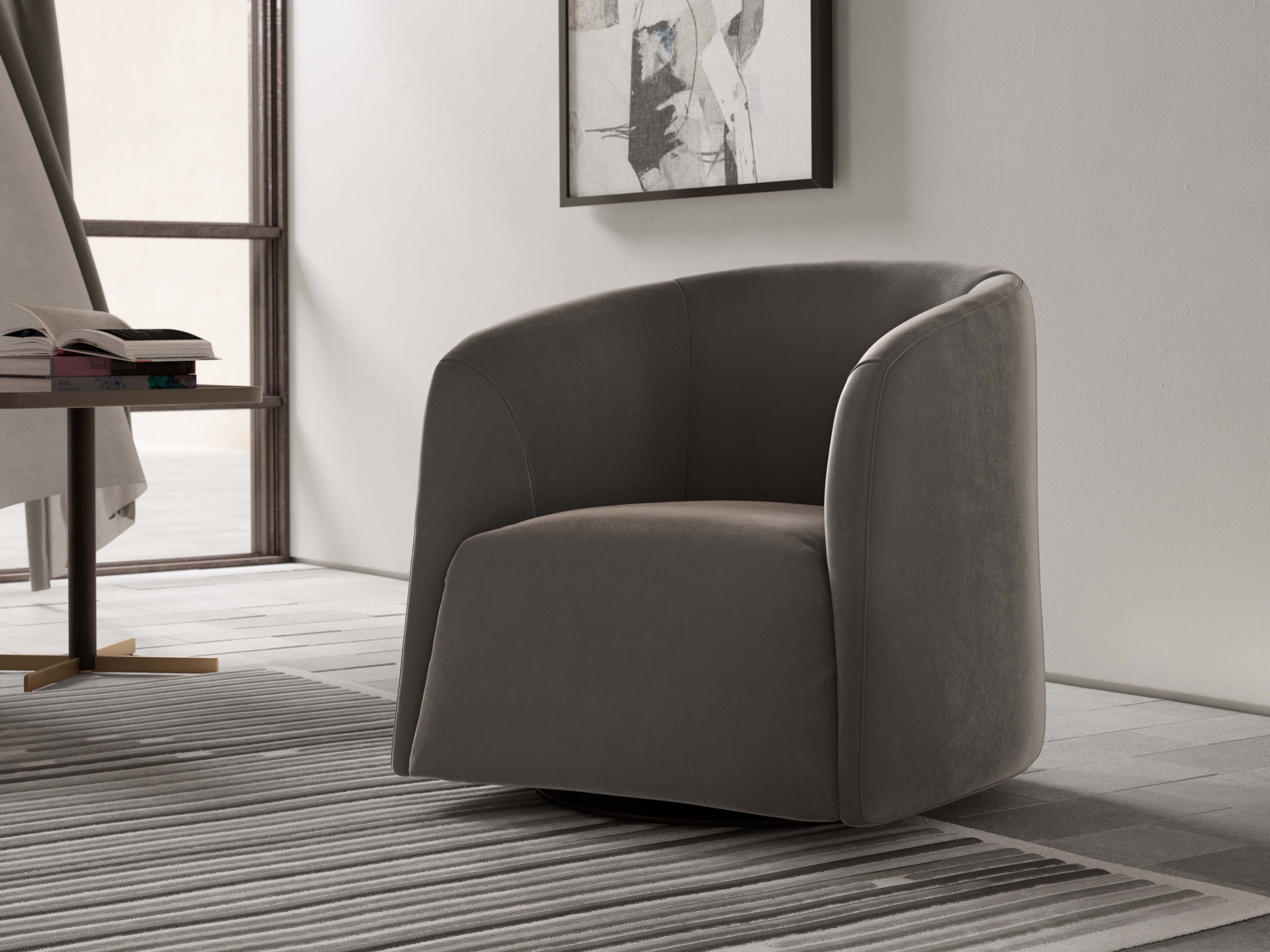 Тканевое вращающееся кресло с подлокотниками Natuzzi Italia LOGOS ARCH-00050981 - Вид №6