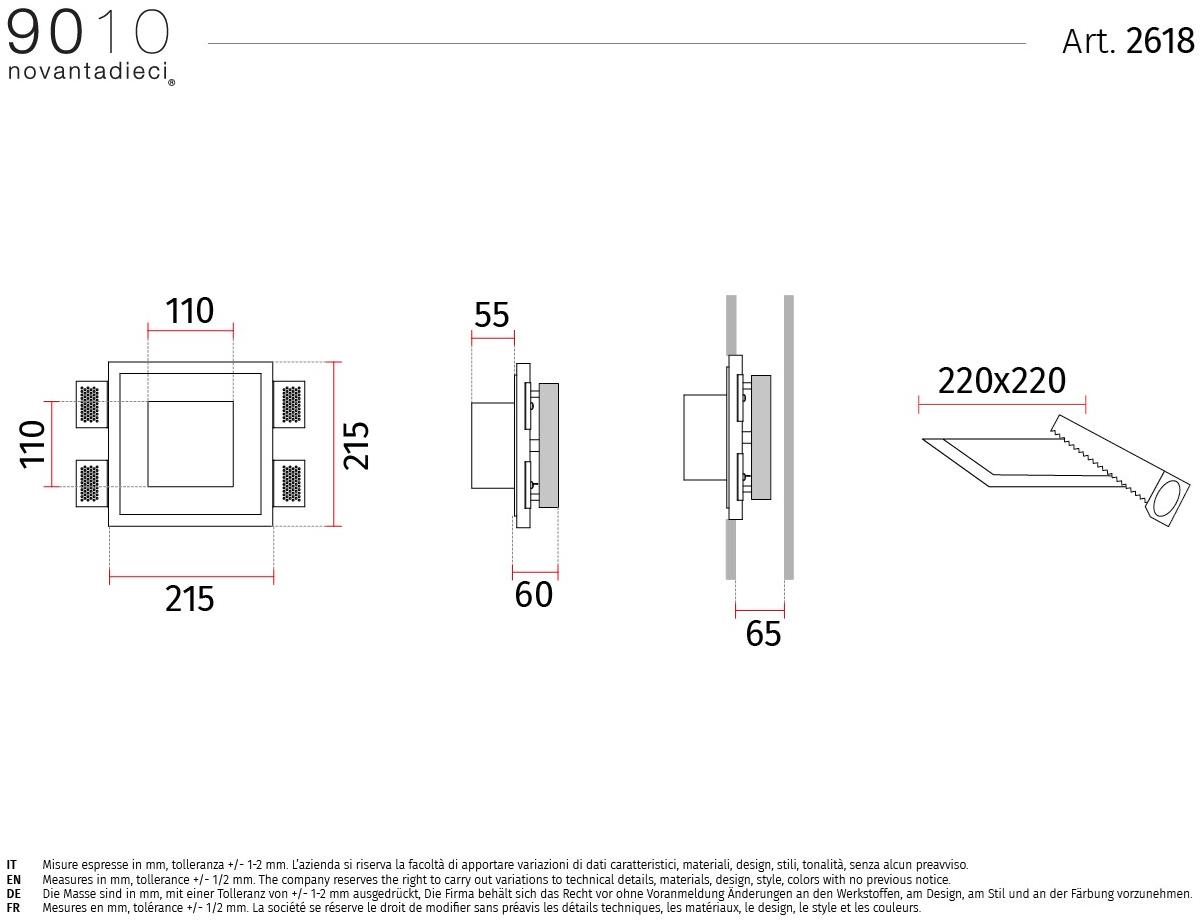 9010 novantadieci Встраиваемый настенный светильник из cristaly®  2618  - Вид №2