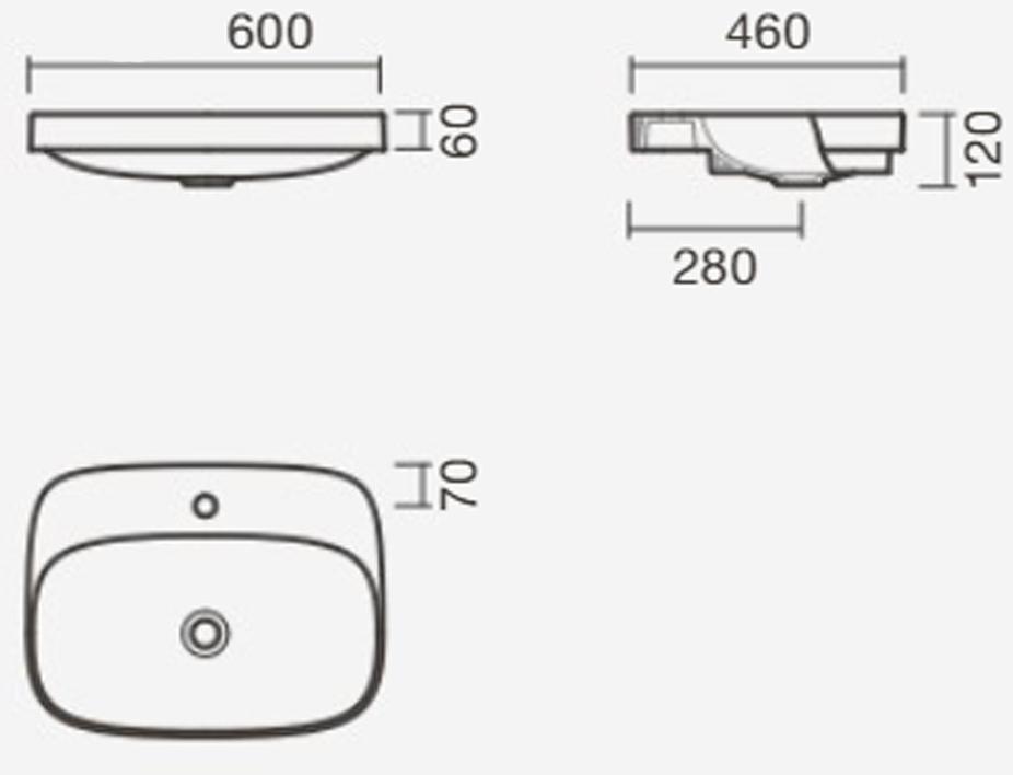S10062116400000 Накладная раковина под столешницу  прямоугольная Sanitana  - Вид №1