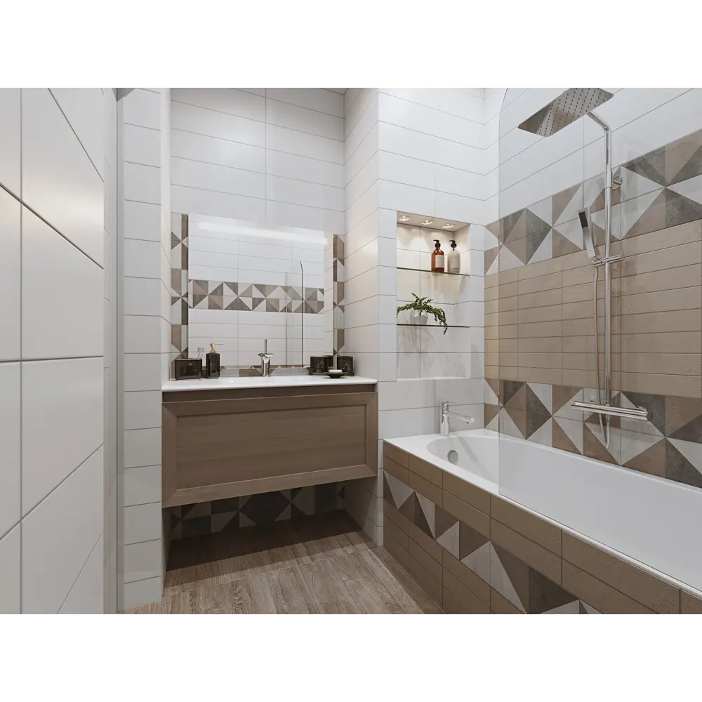 Керамогранит Tone 15х60 см 1.36 м² цвет белый матовый BELANI STLM-2010528 - Вид №5