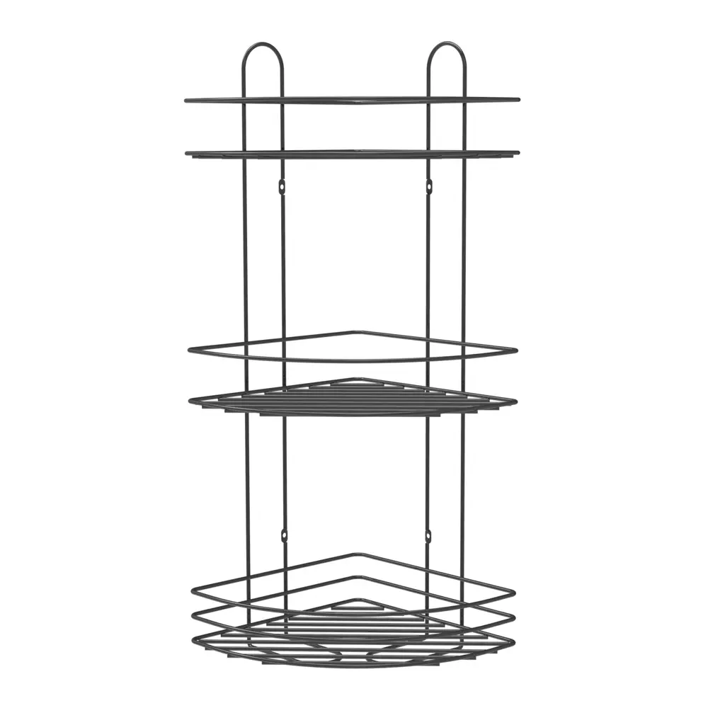 Полка для ванной Lemer Nil трехъярусная 23x23 см металл цвет графит STLM-2093827 - Вид №1